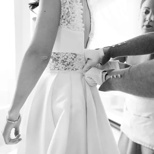Wedding day services. Your Ladies in Waiting take care of everything you need on your wedding day from steaming the wedding dress to repairing broken zippers. Each stylist is trained and certified in The Stylish Bride way.