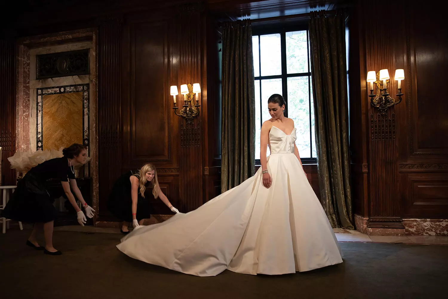 Wedding day services. Your Ladies in Waiting take care of everything you need on your wedding day from steaming the wedding dress to repairing broken zippers. Each stylist is trained and certified in The Stylish Bride way.