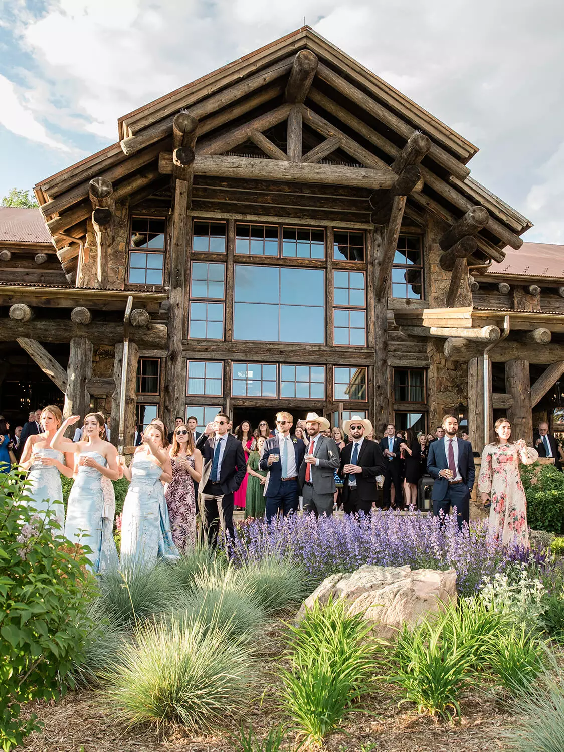 The Stylish Bride wedding party and venue, at Brush Creek Ranch wedding venue